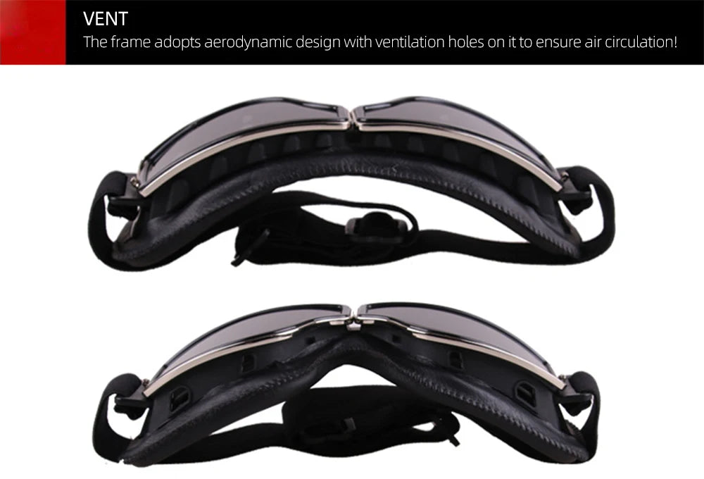 Motorcycle Glasses Windproof Motorcycle Helmet Glasses Sunglasses Retro Universal Folding Leather Retro Motorcycle Accessories