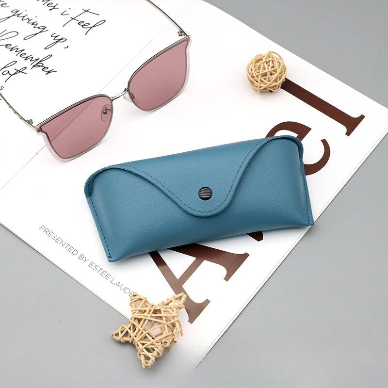Leather Glasses Box Solid Color - High-end Leather Sunglasses Glasses Pressure Resistant Sunglasses Boxs Glasses Bags