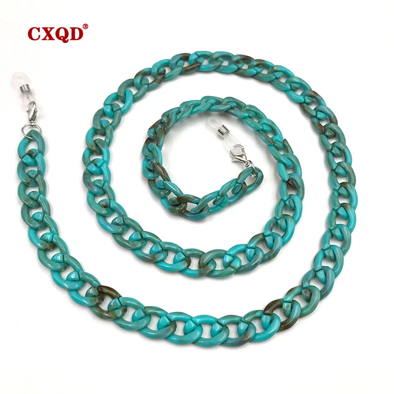 Fashion Women's Wide Acrylic Anti-Slip Eyewear Holder Neck Strap Glasses Chains Jewelry Necklace Accessory CXQD