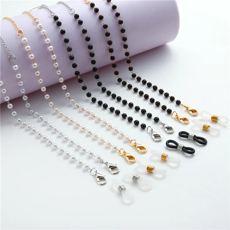 Pearl Style Glasses Chain - Pearl Flower Glasses Hanging Rope Anti-Lost Eyewear Mask Lanyard Women Sunglasses Glasses Chain