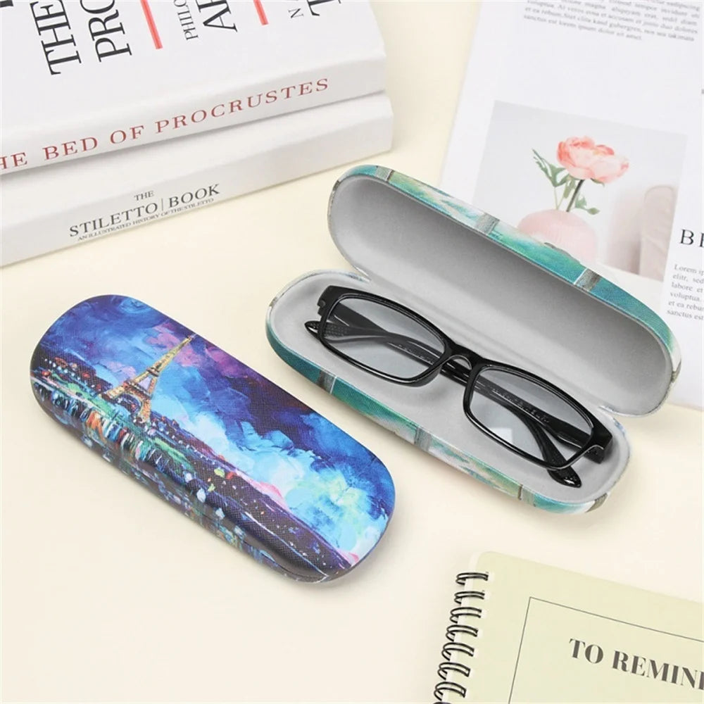 Van Gogh Glasses Case  - Hard Leather Reading Glasses Box Van Gogh Art Retro Floral Print Eyewear Protector Holder