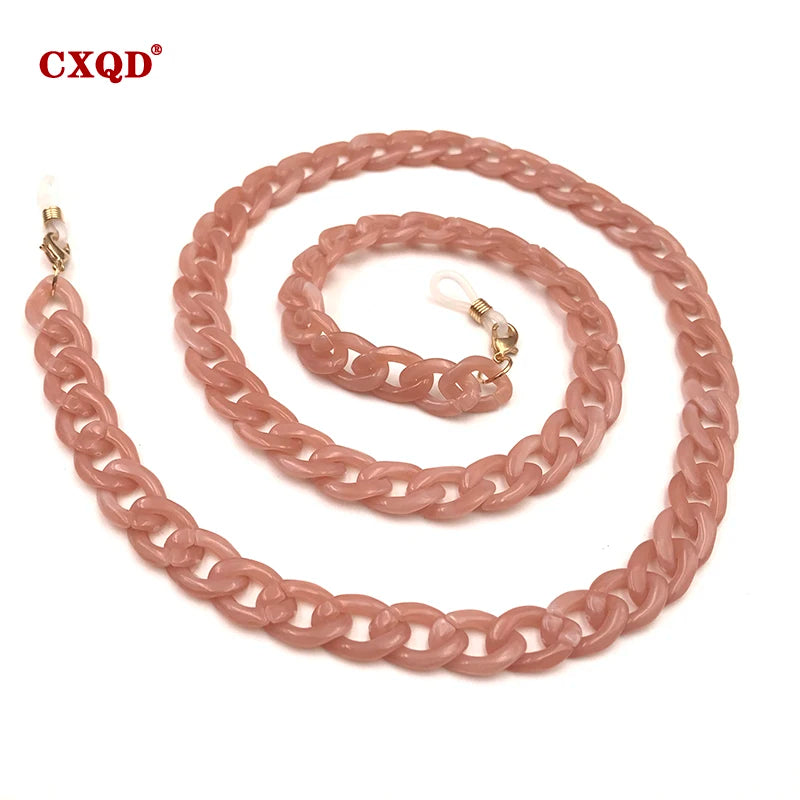 Fashion Women's Wide Acrylic Anti-Slip Eyewear Holder Neck Strap Glasses Chains Jewelry Necklace Accessory CXQD
