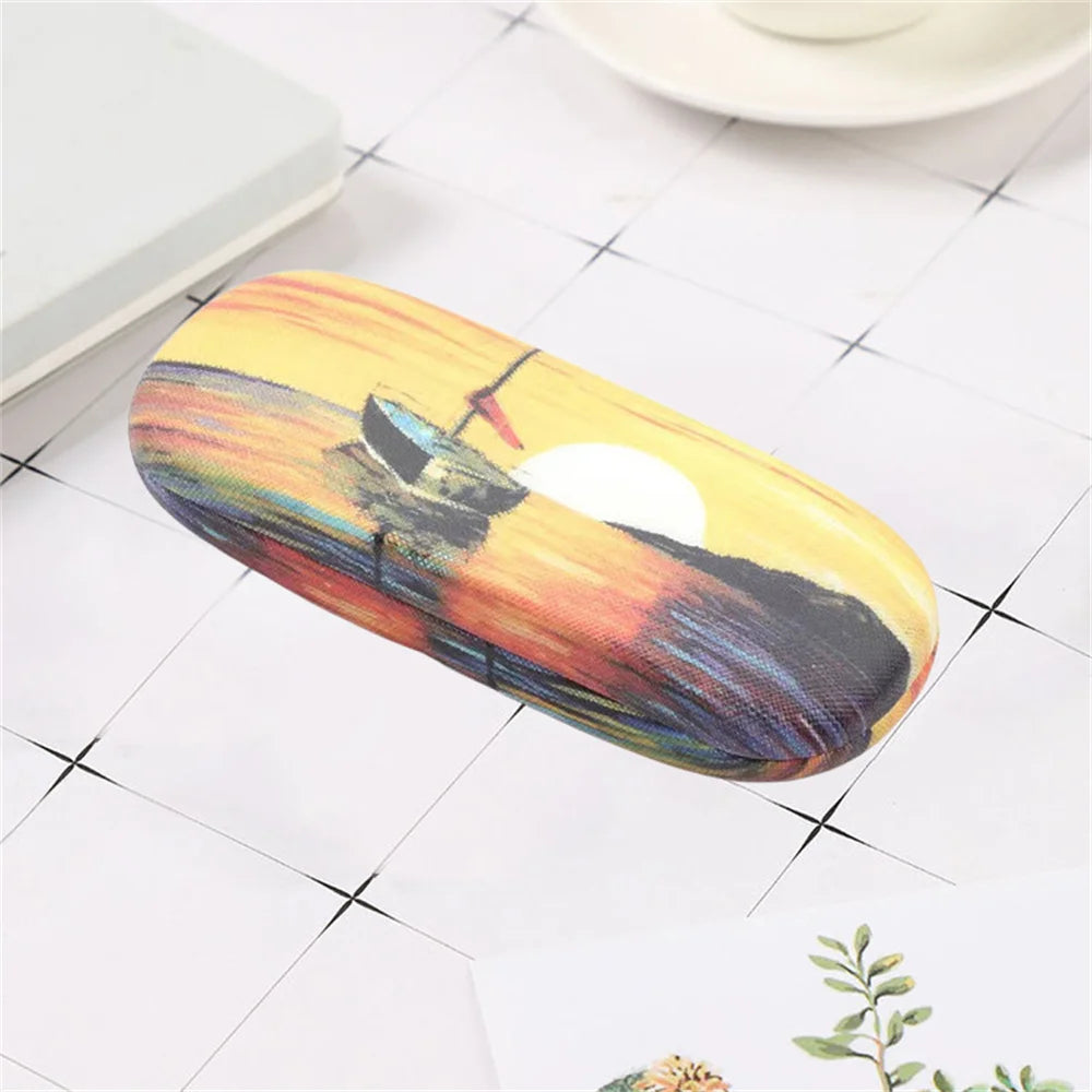 Van Gogh Glasses Case  - Hard Leather Reading Glasses Box Van Gogh Art Retro Floral Print Eyewear Protector Holder