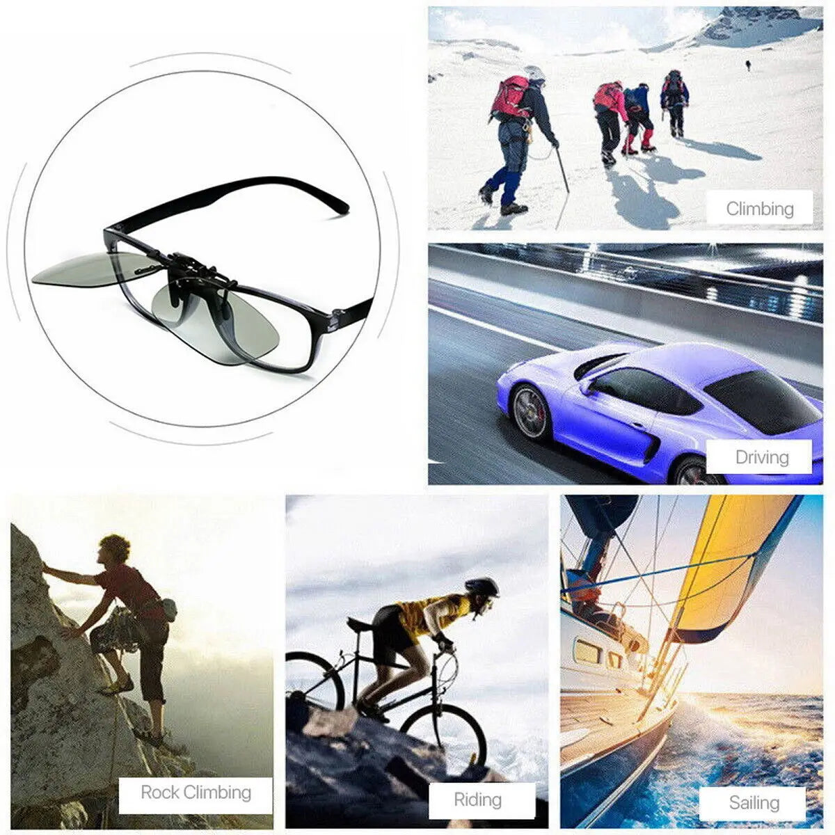 Photochromic Polarised Clip-On Flip-up Sunglasses