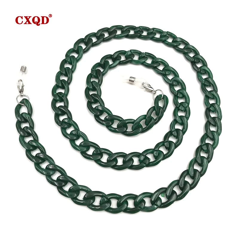 Fashion Women's Wide Acrylic Anti-Slip Eyewear Holder Neck Strap Glasses Chains Jewelry Necklace Accessory CXQD
