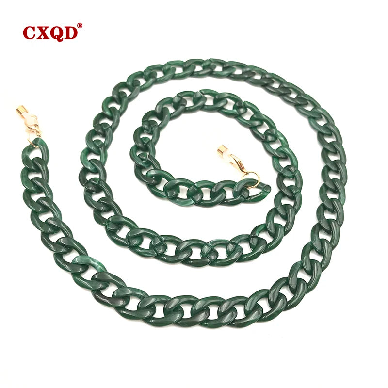Fashion Women's Wide Acrylic Anti-Slip Eyewear Holder Neck Strap Glasses Chains Jewelry Necklace Accessory CXQD