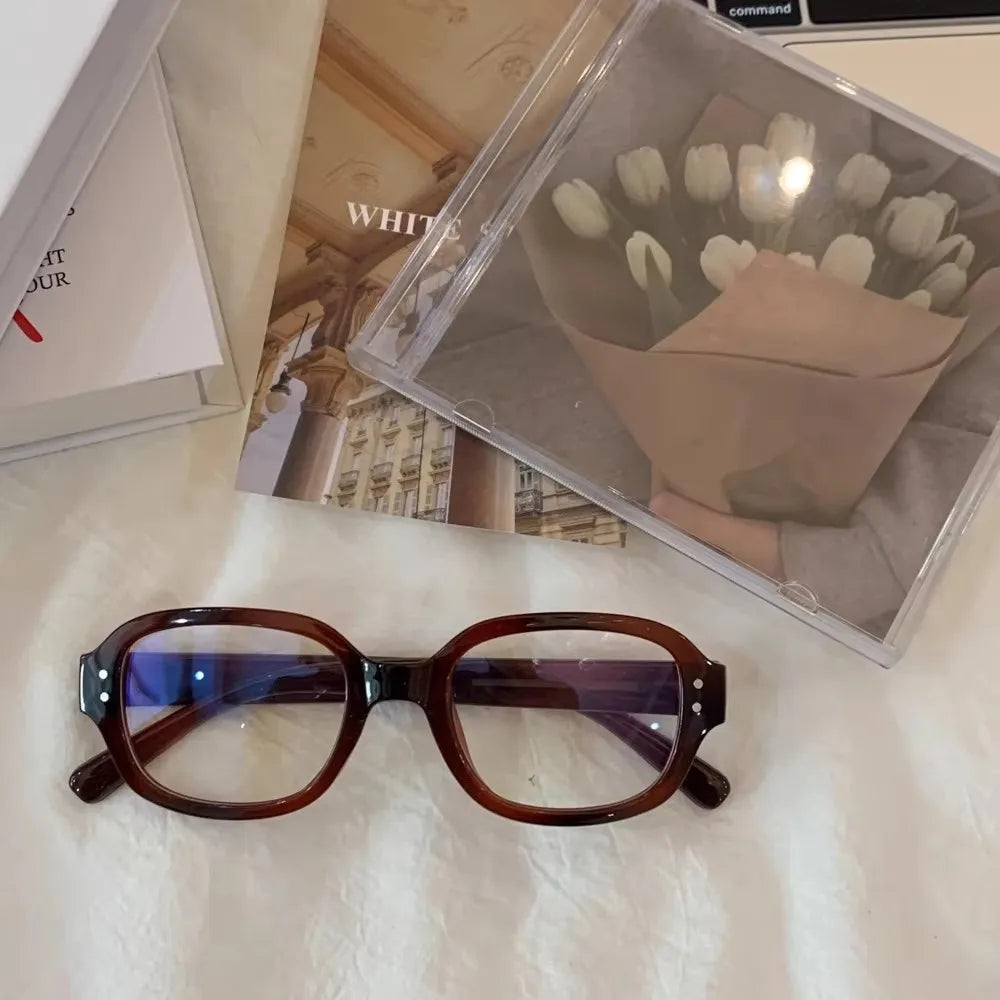 Y2K Vintage Square Frame Eyeglass for Women Korean Red Black Computer Reading Glasses Clear Blue Light Blocking Glasses Eyewears