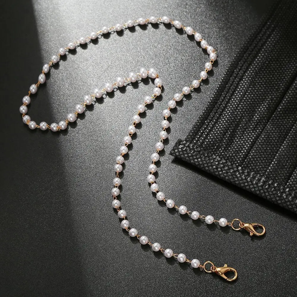 Pearl Style Glasses Chain - Pearl Flower Glasses Hanging Rope Anti-Lost Eyewear Mask Lanyard Women Sunglasses Glasses Chain
