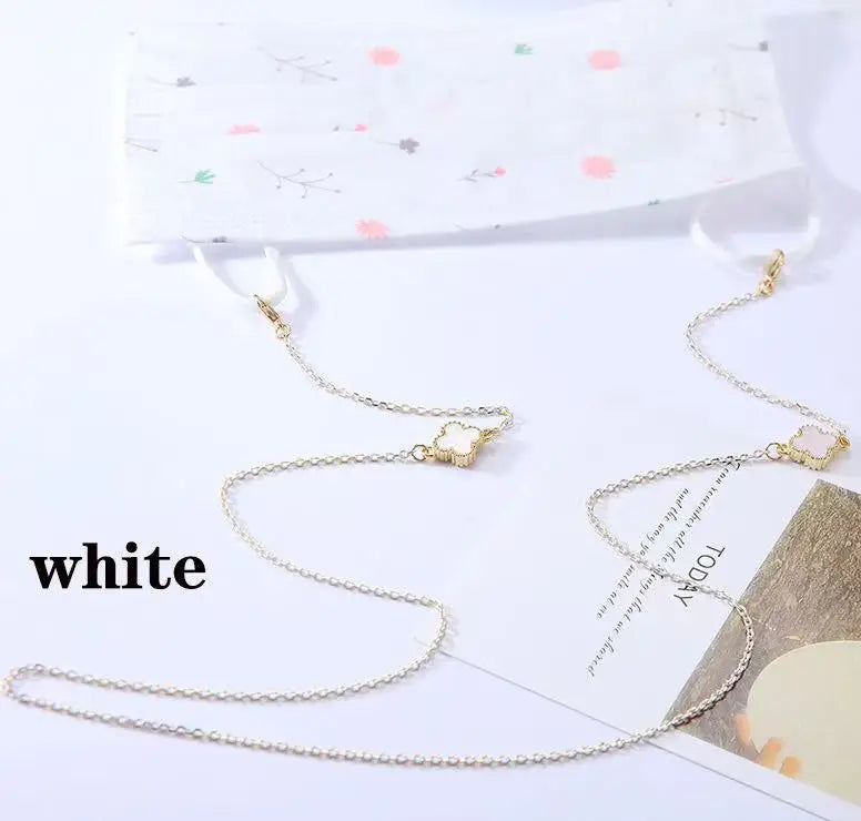 Simple Crystal Flower Glasses Chain Lanyard Jewelry Women Anti-Slip Flower Four Leaves Outdoor Sunglasses Mask Holder Neck Strap