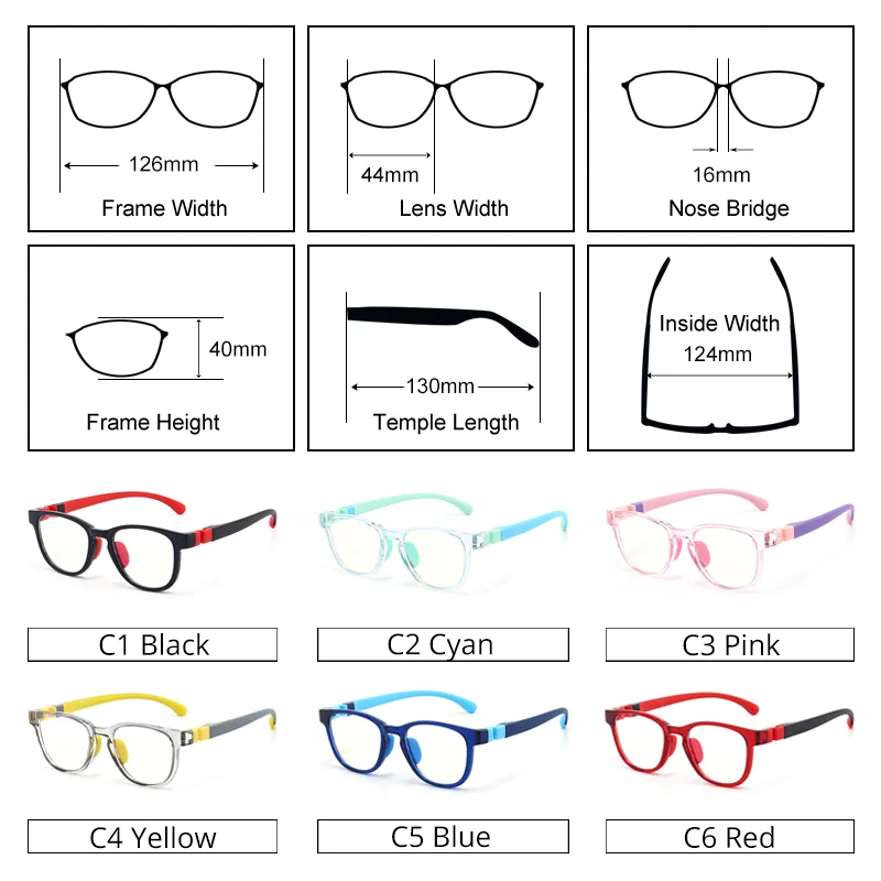 Ralferty Flexible Children's Anti-glare Blue Light Computer Glasses Kids Boy 0 Diopter Spectacles Myopia Optical Glasses Frame