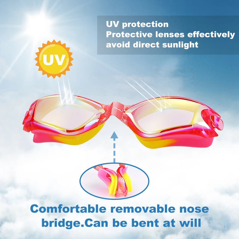 Kids Swimming Goggles - Anti-Fog UV Protection Waterproof Silicone Swim Glasses for Boys Girls Swim Eyewear Gift