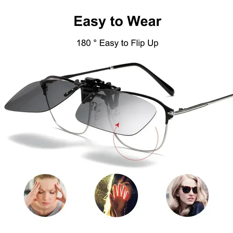 Polarized Sunglasses Clips Glasses Clip Driving Night Vision Eyeglasses UV400 Outdoor Shades High Definition Sun Glasses Clips