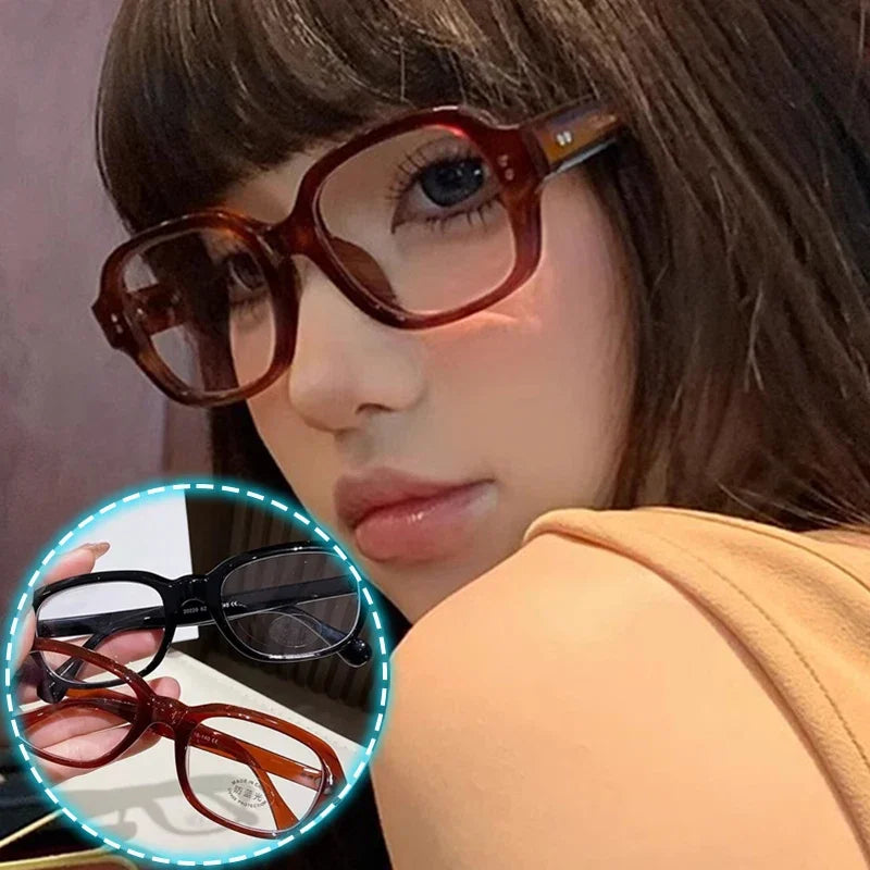 Y2K Vintage Square Frame Eyeglass for Women Korean Red Black Computer Reading Glasses Clear Blue Light Blocking Glasses Eyewears
