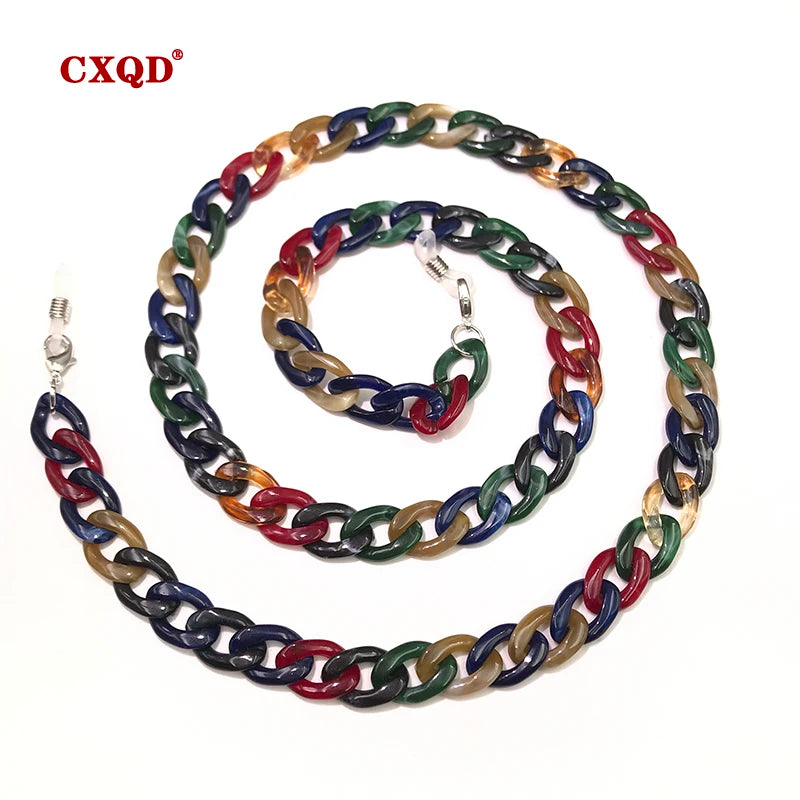 Fashion Women's Wide Acrylic Anti-Slip Eyewear Holder Neck Strap Glasses Chains Jewelry Necklace Accessory CXQD