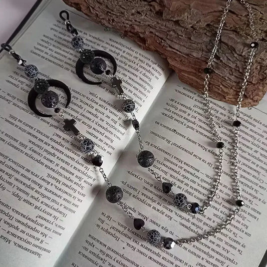 Glasses Chains Witchy Gothic Glasses Chain with Black Moon Stainless Steel Sunglasses Chain