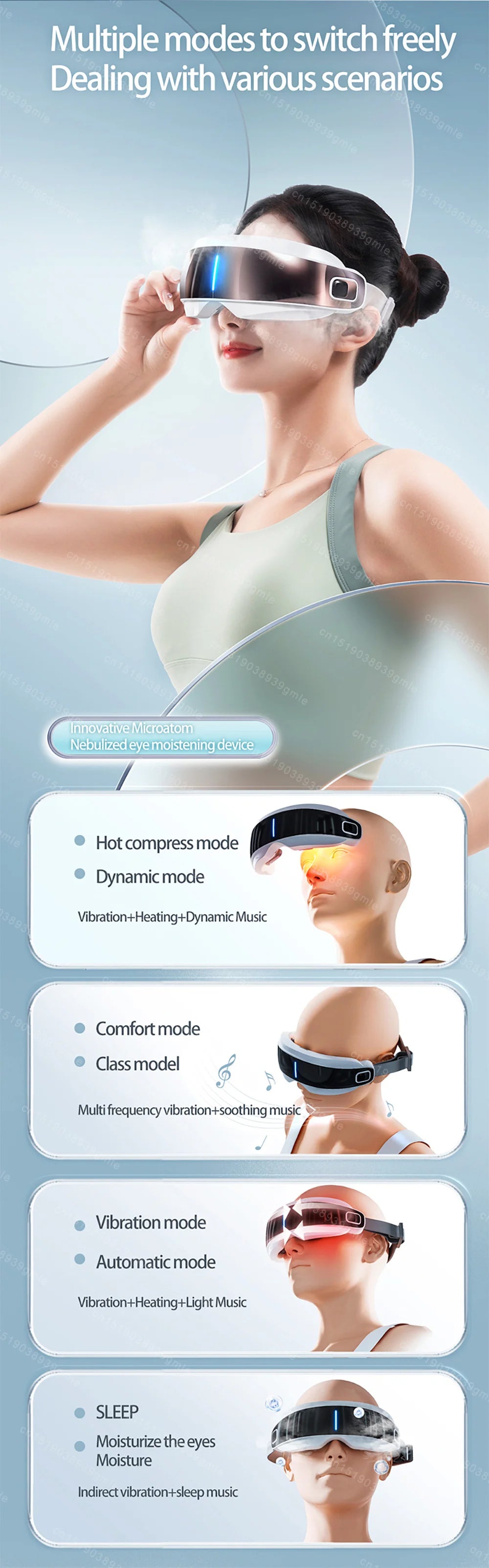 Steam Eye Massager /  Warm Spa Eye Steamer - Acupressure Therapy Kneading Massage Eyes Bluetooth Relieve Eye Fatigue Massage Relax