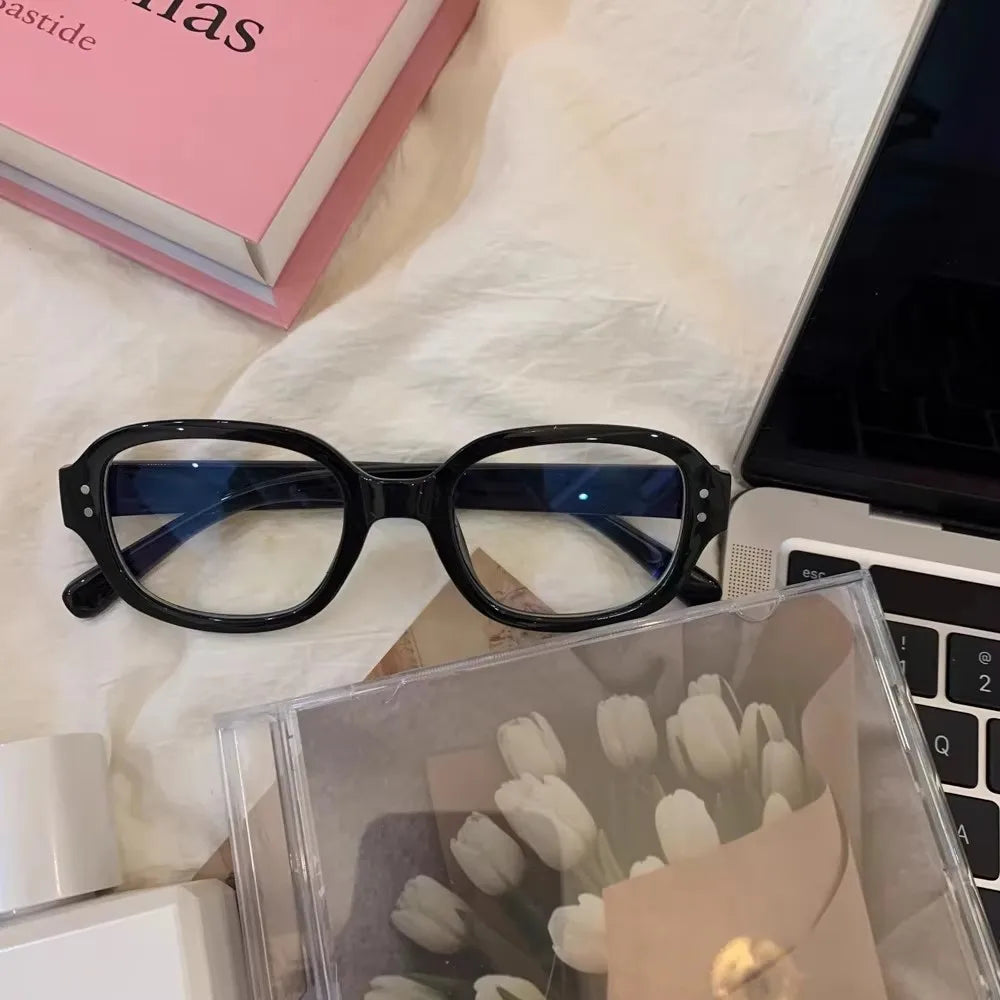 Y2K Vintage Square Frame Eyeglass for Women Korean Red Black Computer Reading Glasses Clear Blue Light Blocking Glasses Eyewears