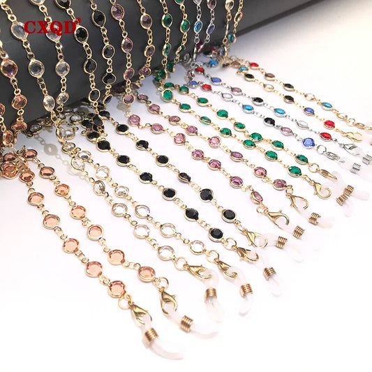 Fashionable Colorful Crystal Bead Eyeglass Holder Women's Glasses Chain Accessory Eyewear Straps Cord Sunglasses String Gift