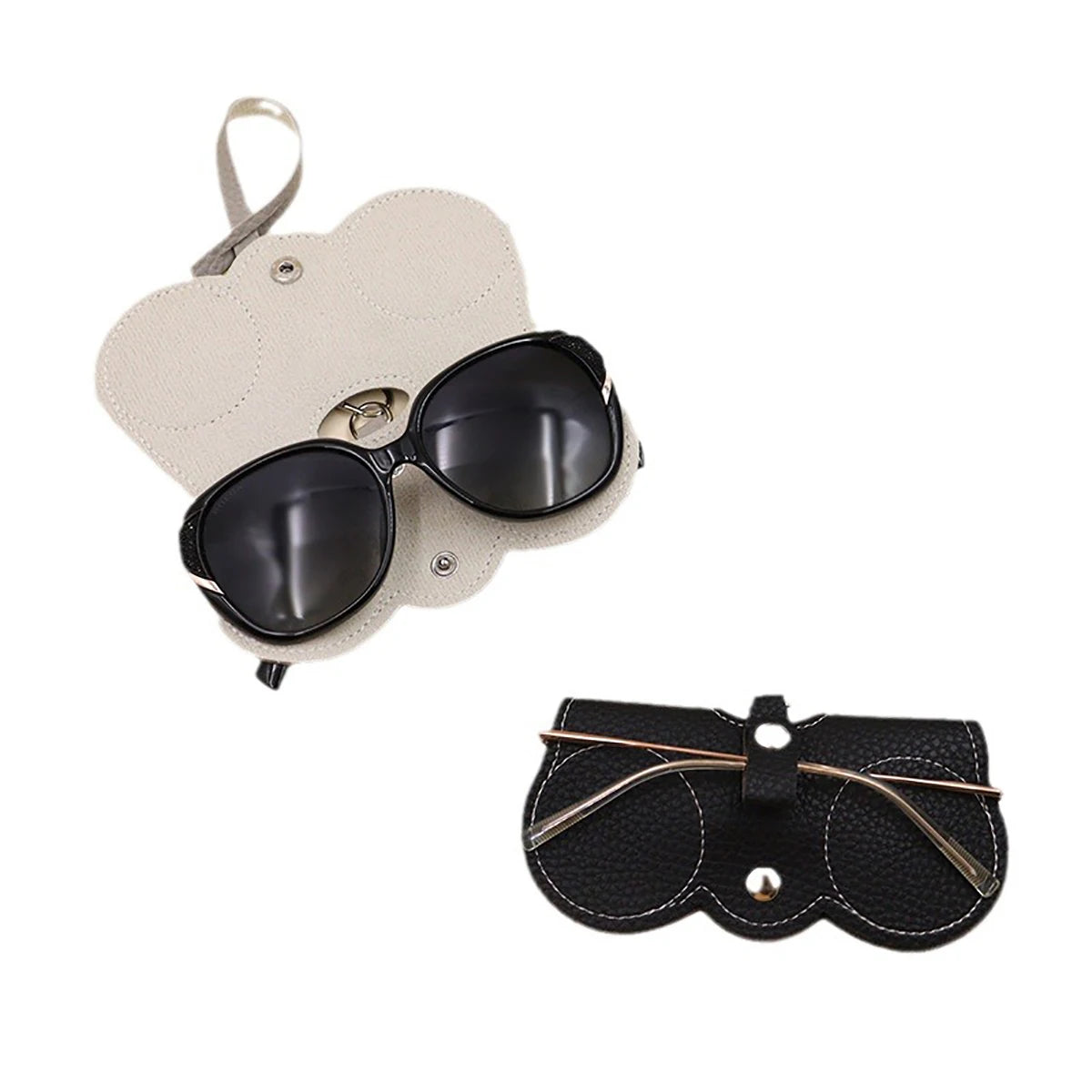 Glasses Cover - Cute Hanging PU Leather Sunglasses Reading Glasses Storage Bag Portable Travel Eyewear Holder
