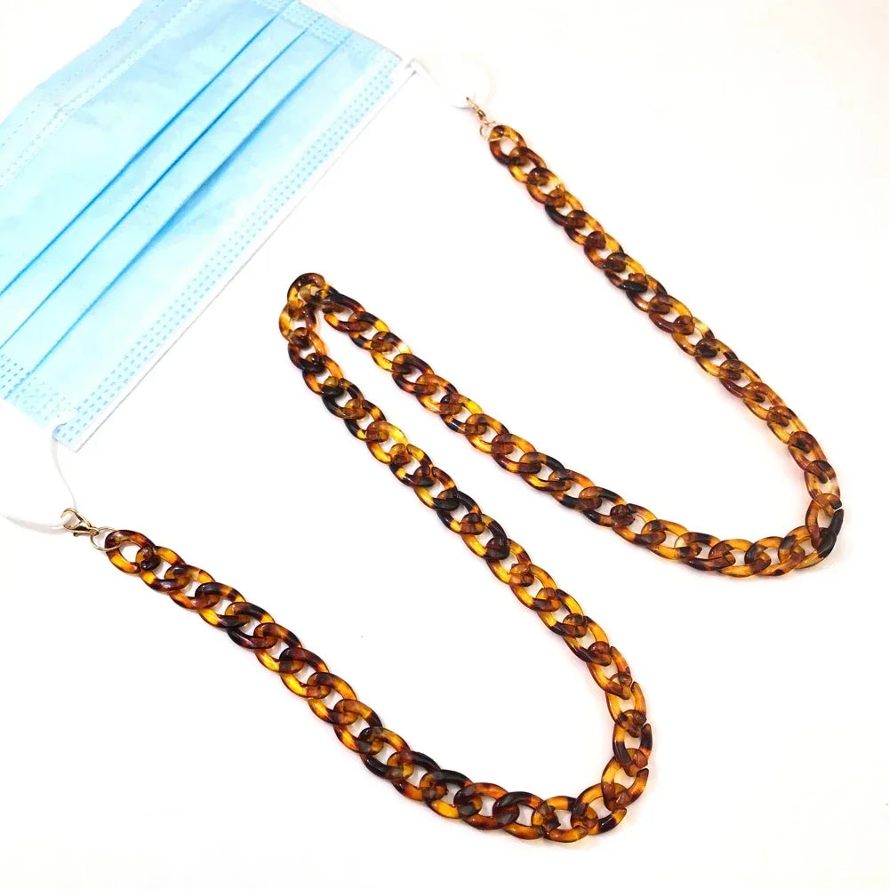 Fashion Women's Wide Acrylic Anti-Slip Eyewear Holder Neck Strap Glasses Chains Jewelry Necklace Accessory CXQD