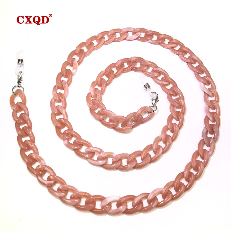 Fashion Women's Wide Acrylic Anti-Slip Eyewear Holder Neck Strap Glasses Chains Jewelry Necklace Accessory CXQD