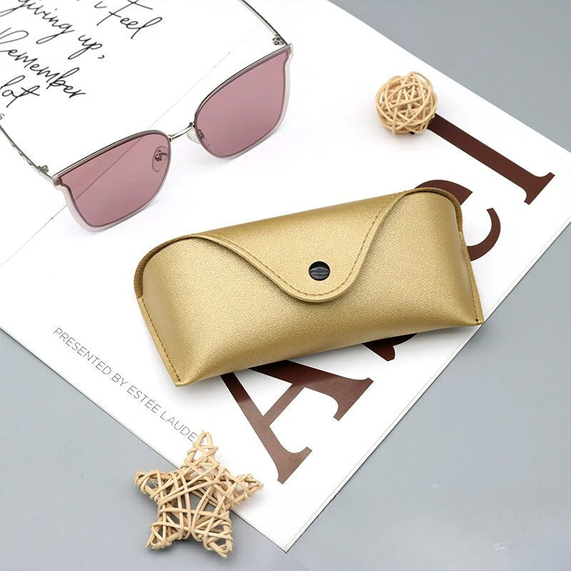 Leather Glasses Box Solid Color - High-end Leather Sunglasses Glasses Pressure Resistant Sunglasses Boxs Glasses Bags