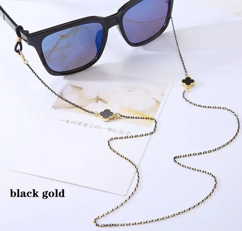 Simple Crystal Flower Glasses Chain Lanyard Jewelry Women Anti-Slip Flower Four Leaves Outdoor Sunglasses Mask Holder Neck Strap