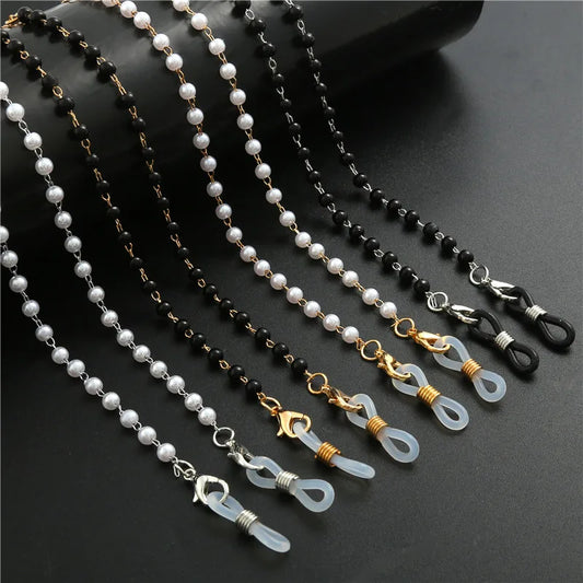 Pearl Style Glasses Chain - Pearl Flower Glasses Hanging Rope Anti-Lost Eyewear Mask Lanyard Women Sunglasses Glasses Chain