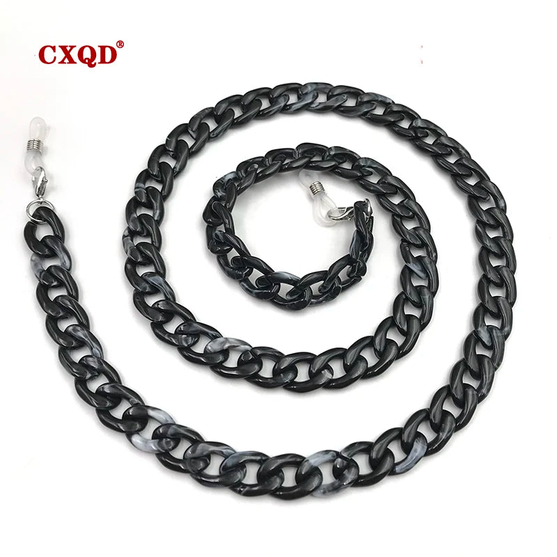 Fashion Women's Wide Acrylic Anti-Slip Eyewear Holder Neck Strap Glasses Chains Jewelry Necklace Accessory CXQD