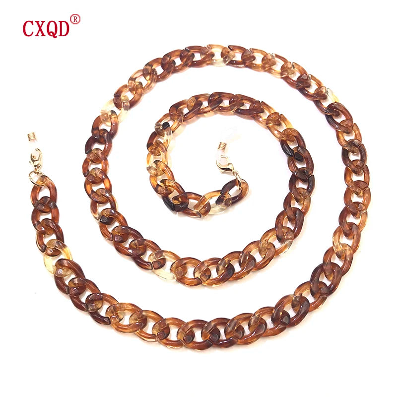Fashion Women's Wide Acrylic Anti-Slip Eyewear Holder Neck Strap Glasses Chains Jewelry Necklace Accessory CXQD