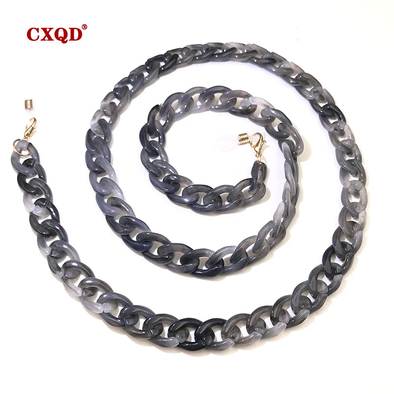 Fashion Women's Wide Acrylic Anti-Slip Eyewear Holder Neck Strap Glasses Chains Jewelry Necklace Accessory CXQD