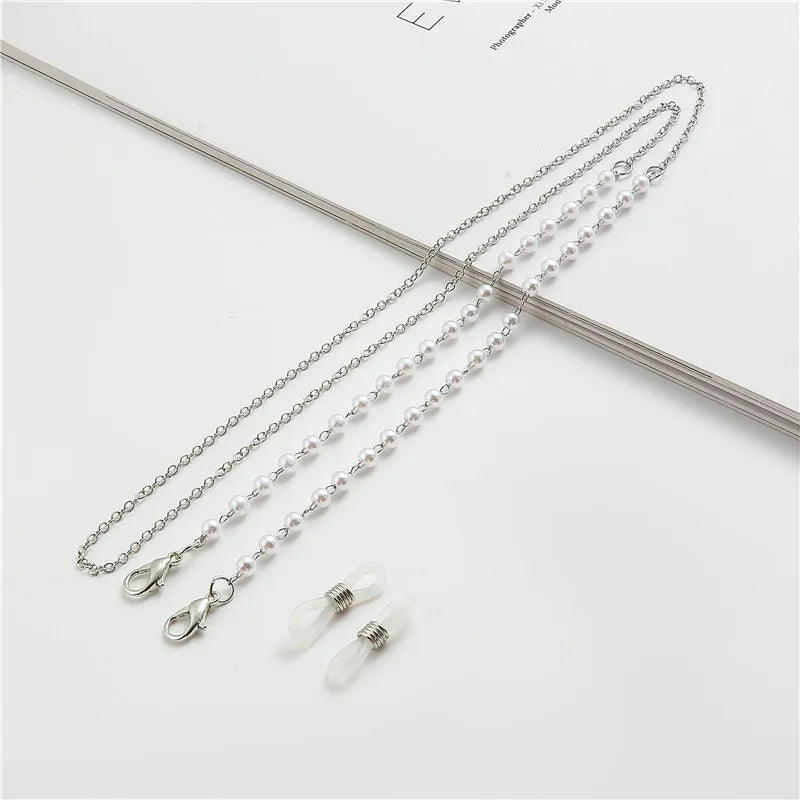 Pearl Style Glasses Chain - Pearl Flower Glasses Hanging Rope Anti-Lost Eyewear Mask Lanyard Women Sunglasses Glasses Chain