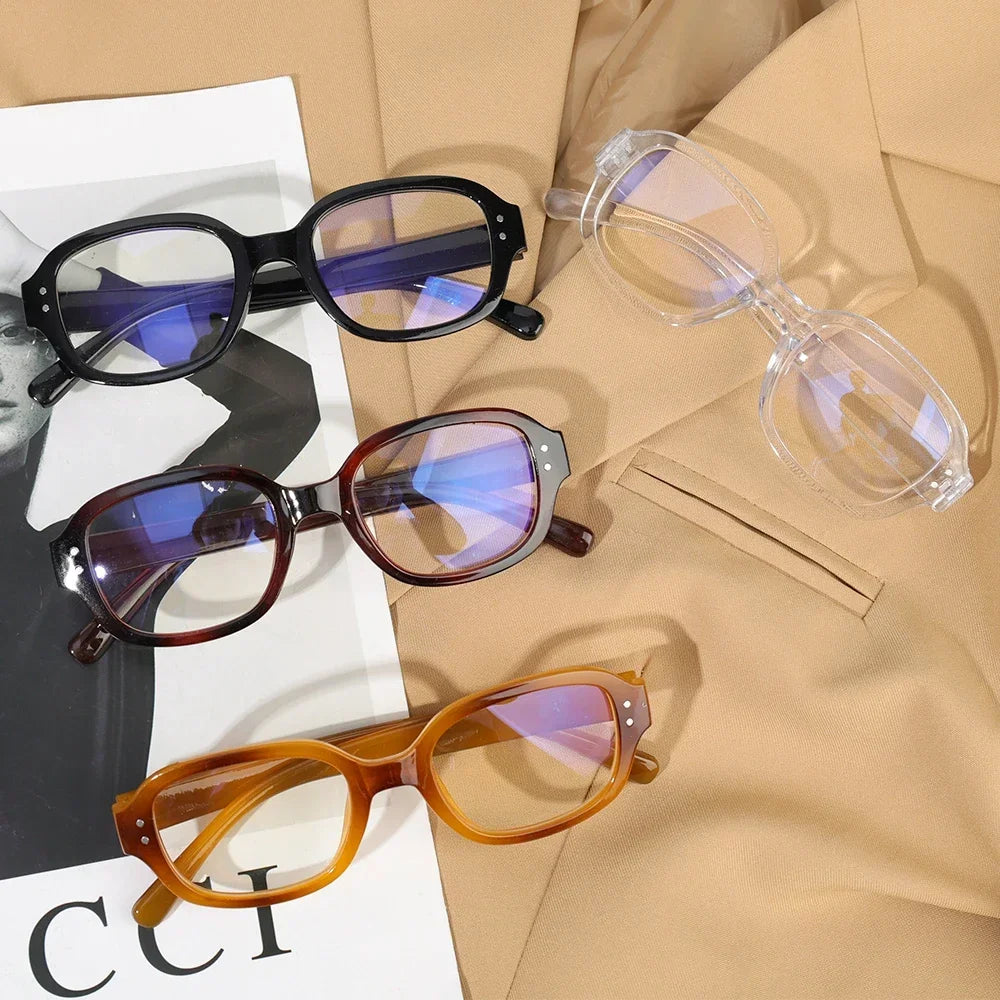 Y2K Vintage Square Frame Eyeglass for Women Korean Red Black Computer Reading Glasses Clear Blue Light Blocking Glasses Eyewears