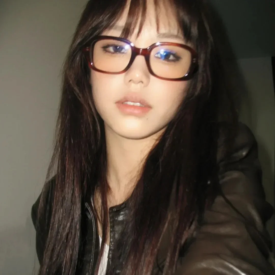 Y2K Vintage Square Frame Eyeglass for Women Korean Red Black Computer Reading Glasses Clear Blue Light Blocking Glasses Eyewears