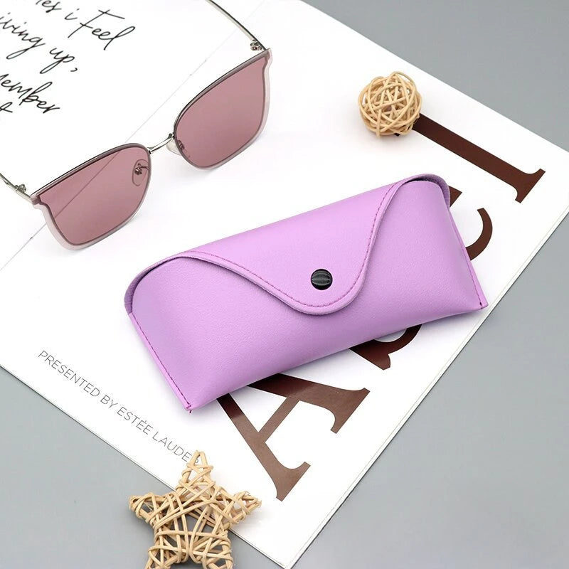 Leather Glasses Box Solid Color - High-end Leather Sunglasses Glasses Pressure Resistant Sunglasses Boxs Glasses Bags