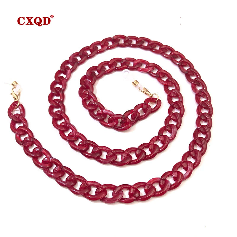 Fashion Women's Wide Acrylic Anti-Slip Eyewear Holder Neck Strap Glasses Chains Jewelry Necklace Accessory CXQD