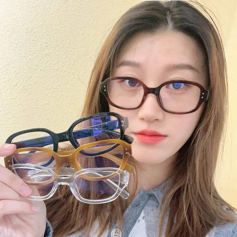 Y2K Vintage Square Frame Eyeglass for Women Korean Red Black Computer Reading Glasses Clear Blue Light Blocking Glasses Eyewears