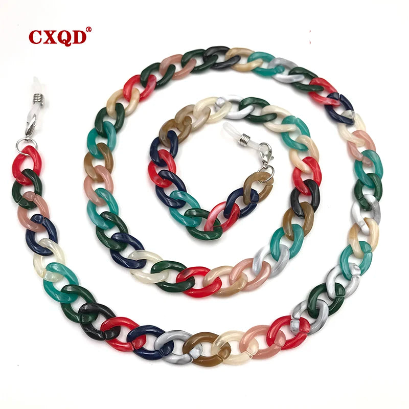 Fashion Women's Wide Acrylic Anti-Slip Eyewear Holder Neck Strap Glasses Chains Jewelry Necklace Accessory CXQD