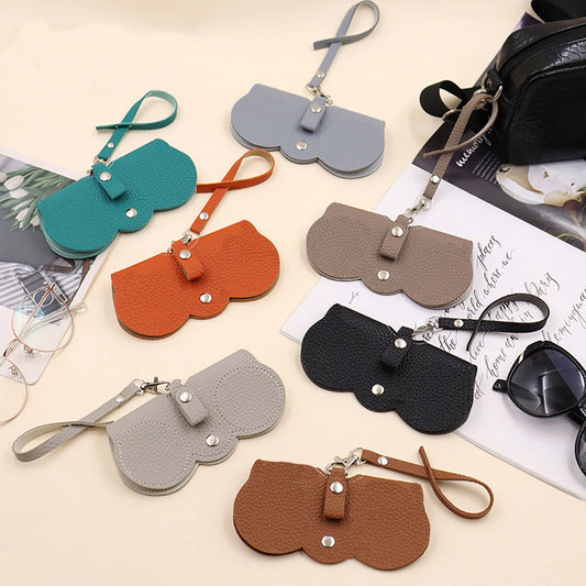 Glasses Cover - Cute Hanging PU Leather Sunglasses Reading Glasses Storage Bag Portable Travel Eyewear Holder