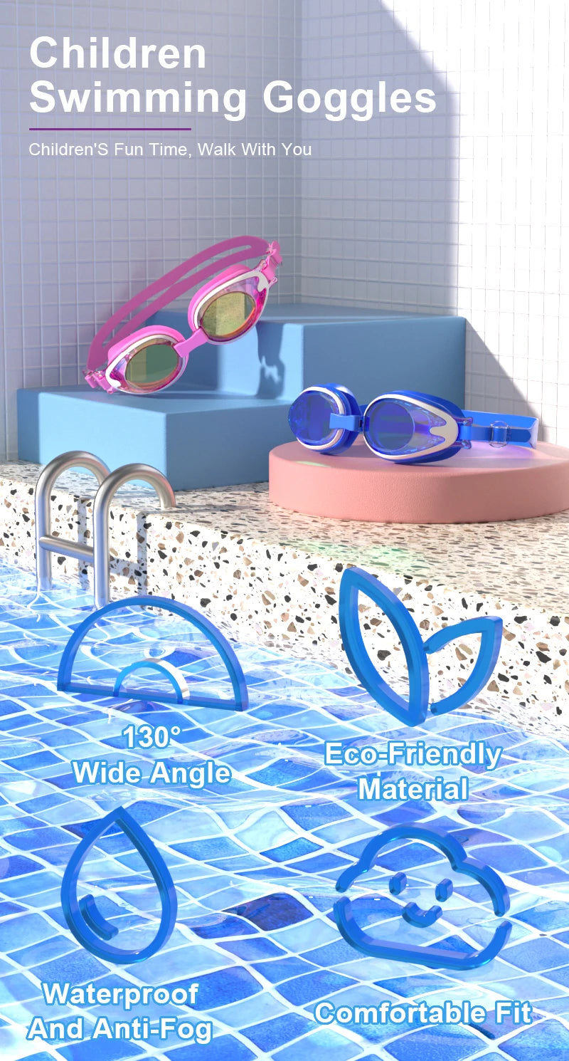 Kids Swimming Goggles - Anti-Fog UV Protection Waterproof Silicone Swim Glasses for Boys Girls Swim Eyewear Gift