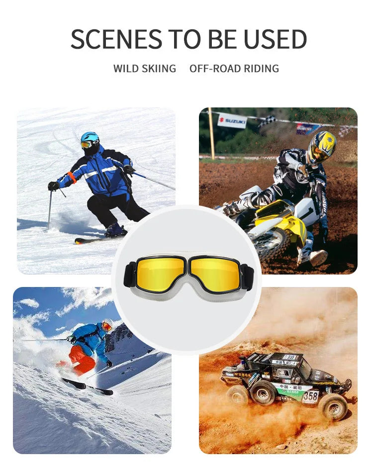 Motorcycle Glasses Windproof Motorcycle Helmet Glasses Sunglasses Retro Universal Folding Leather Retro Motorcycle Accessories