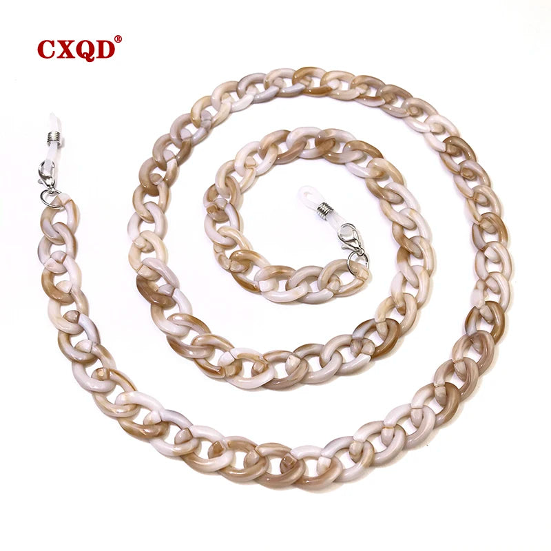 Fashion Women's Wide Acrylic Anti-Slip Eyewear Holder Neck Strap Glasses Chains Jewelry Necklace Accessory CXQD