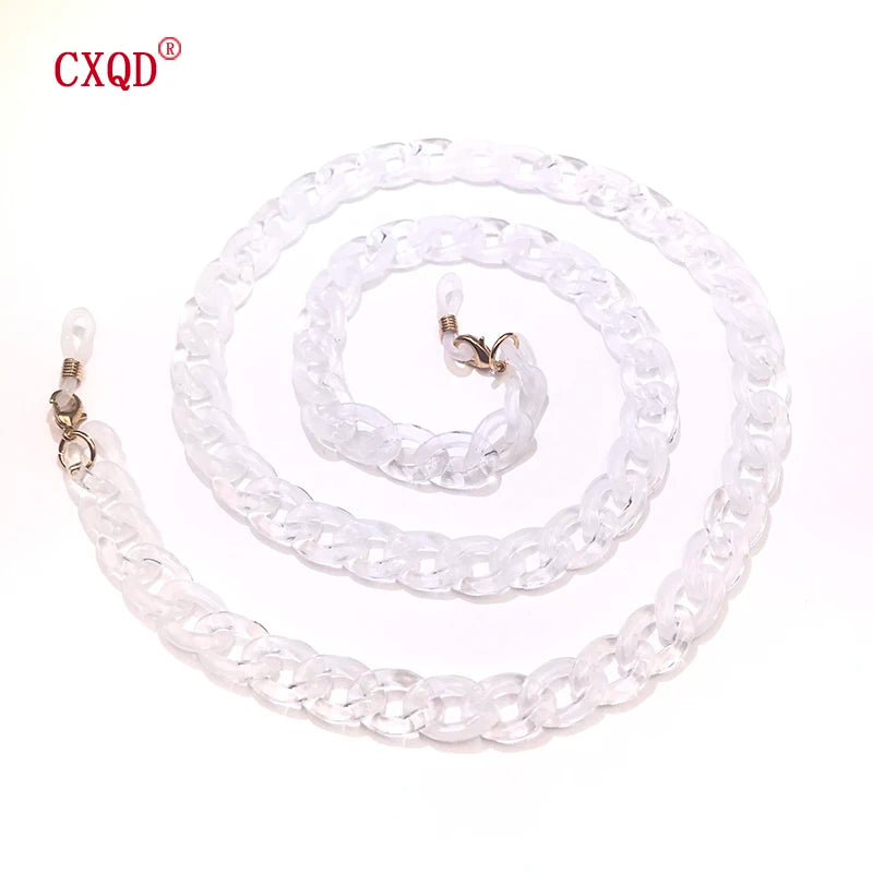 Fashion Women's Wide Acrylic Anti-Slip Eyewear Holder Neck Strap Glasses Chains Jewelry Necklace Accessory CXQD