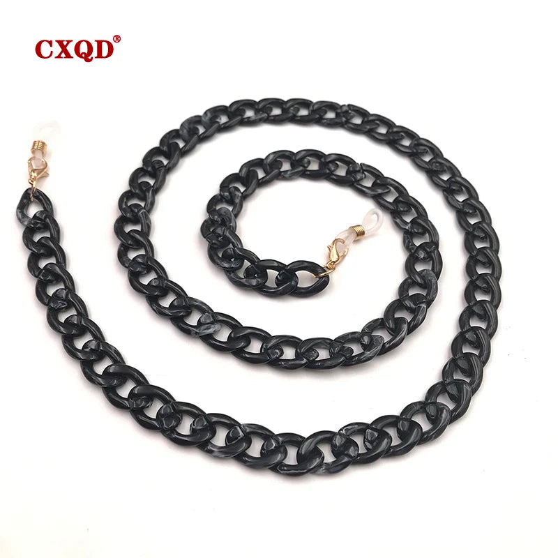 Fashion Women's Wide Acrylic Anti-Slip Eyewear Holder Neck Strap Glasses Chains Jewelry Necklace Accessory CXQD