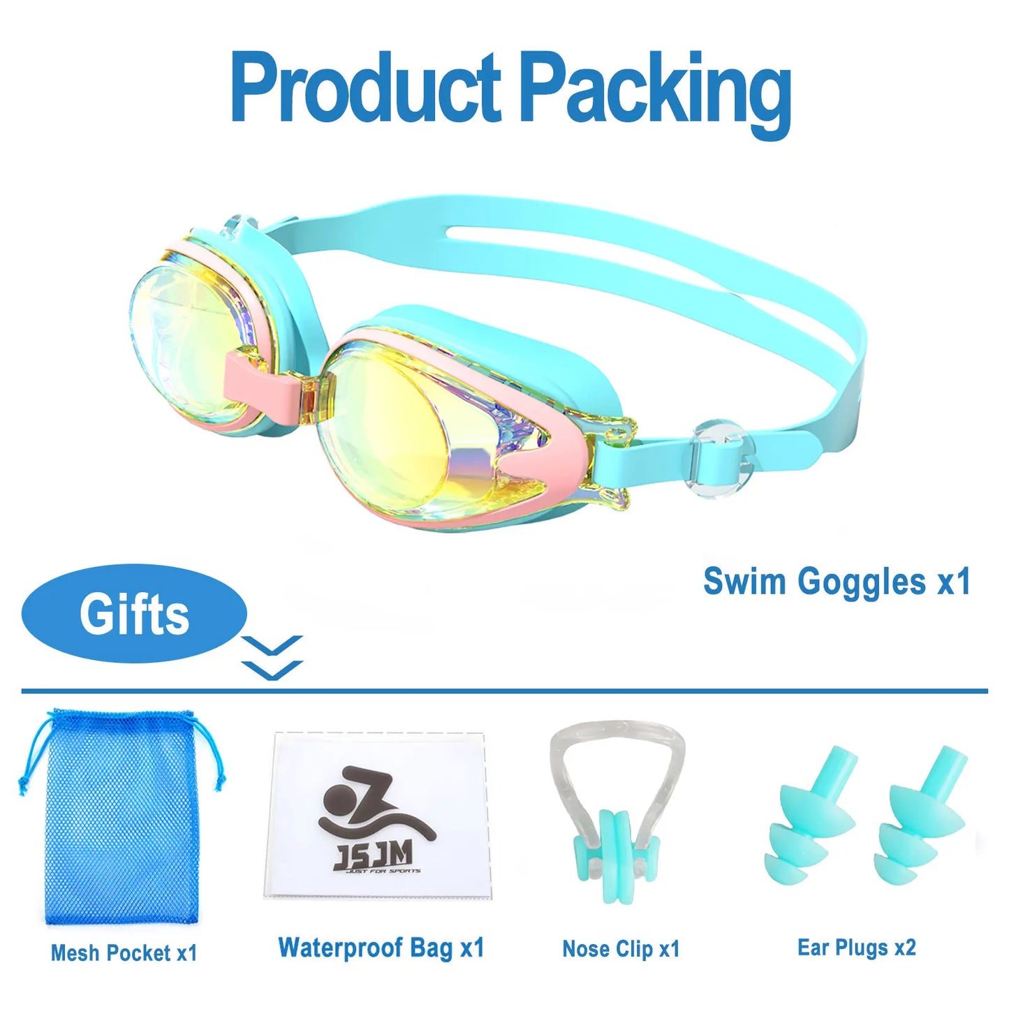 Kids Swimming Goggles - Anti-Fog UV Protection Waterproof Silicone Swim Glasses for Boys Girls Swim Eyewear Gift