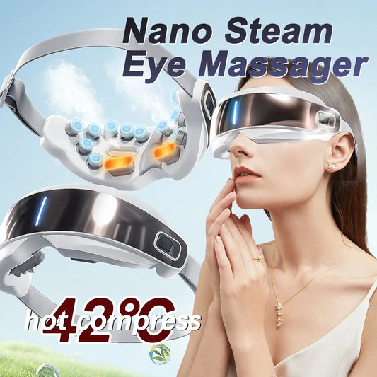 Steam Eye Massager /  Warm Spa Eye Steamer - Acupressure Therapy Kneading Massage Eyes Bluetooth Relieve Eye Fatigue Massage Relax