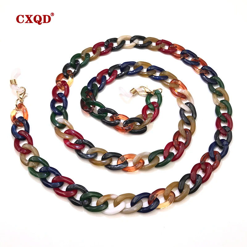 Fashion Women's Wide Acrylic Anti-Slip Eyewear Holder Neck Strap Glasses Chains Jewelry Necklace Accessory CXQD