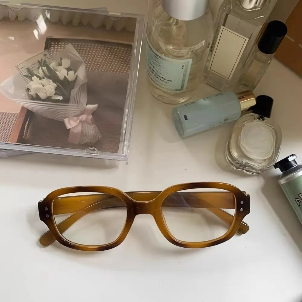 Y2K Vintage Square Frame Eyeglass for Women Korean Red Black Computer Reading Glasses Clear Blue Light Blocking Glasses Eyewears