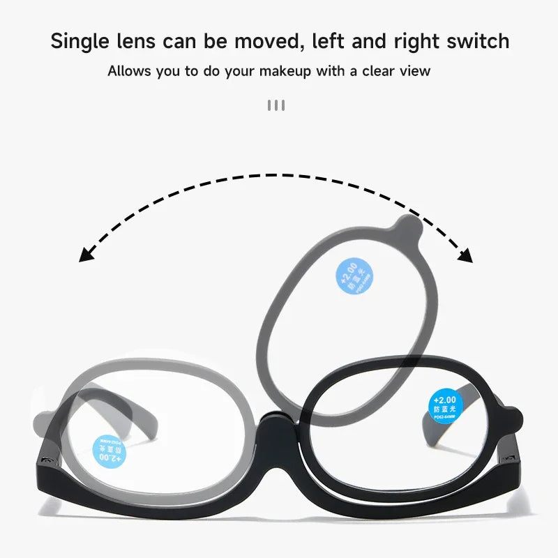 Makeup Glasses - Magnifying, rotating reading glasses.