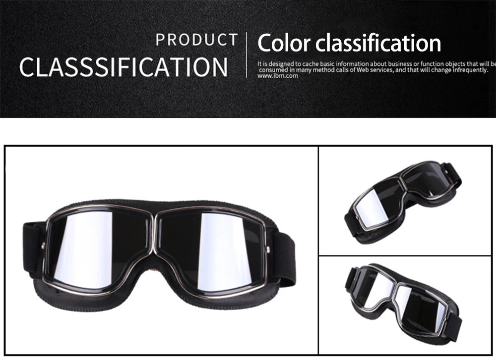Motorcycle Glasses Windproof Motorcycle Helmet Glasses Sunglasses Retro Universal Folding Leather Retro Motorcycle Accessories